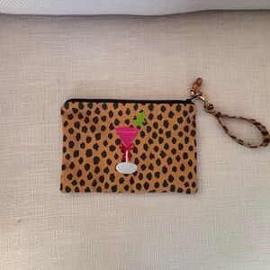 Leopard Print Wristlet with Christmas Cocktail Design
